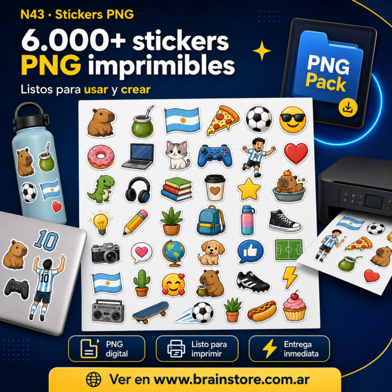 N43: Mega pack de 6.000+ stickers y calcomanías imprimibles