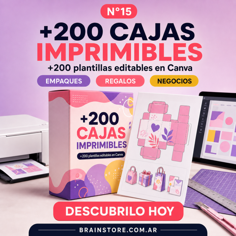 N15: +200 Cajas imprimibles y personalizables (Canva)