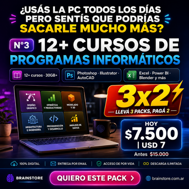 N3: Pack de 12+ cursos de programas informáticos (30GB+)