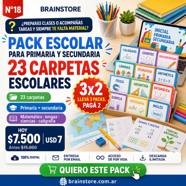 N18: Pack escolar: 23 carpetas para primaria y secundaria