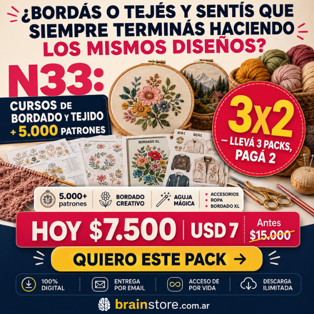 N33: Cursos de bordado y tejido con 5.000+ patrones