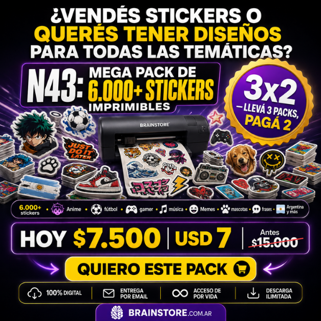 N43: Mega pack de 6.000+ stickers y calcomanías imprimibles
