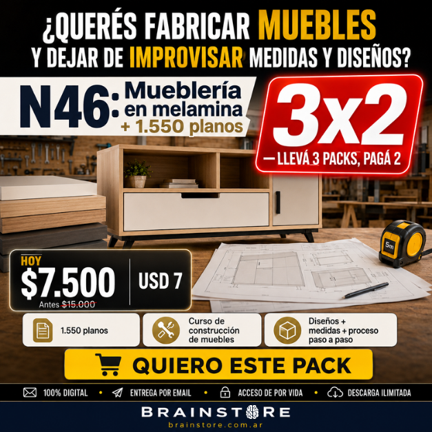 N46: Pack de mueblería en melamina + 1.550 planos
