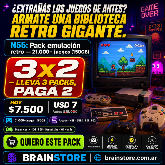 N55: Pack emulación retro: 21.000+ juegos (150GB)