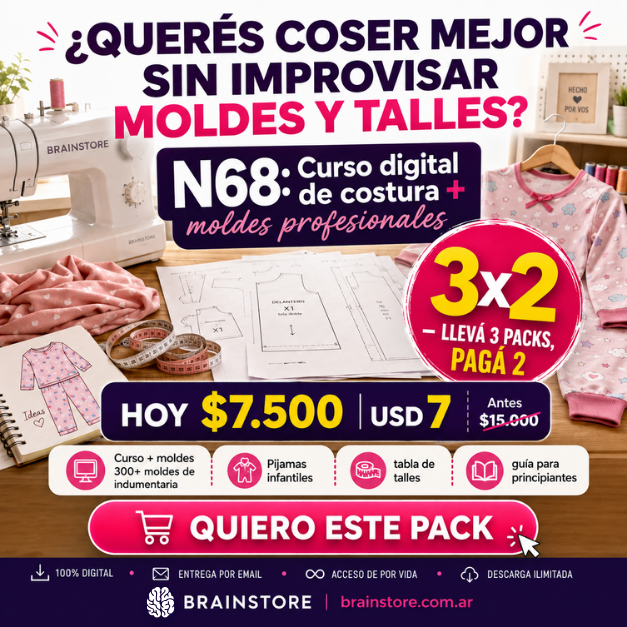 N68: Curso digital de costura + Moldes profesionales