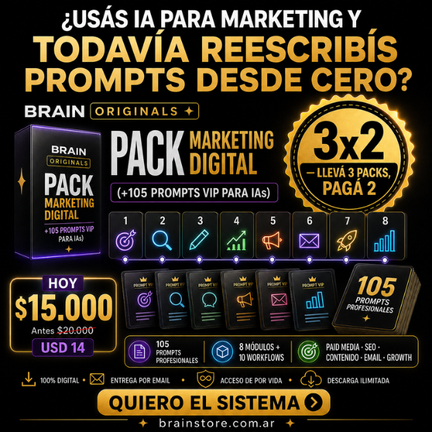 PACK Marketing Digital (+105 Prompts VIP para IAs)