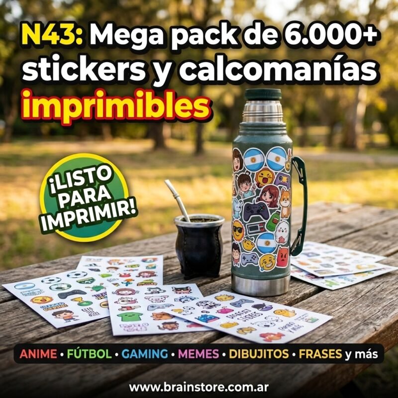 N43: Mega pack de 6.000+ stickers y calcomanías imprimibles